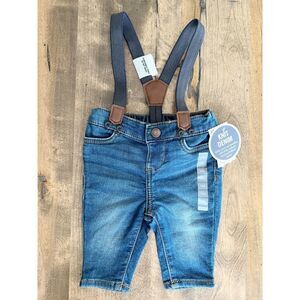 Baby B'Gosh Knit Denim Jeans with Suspenders - Size 3 months